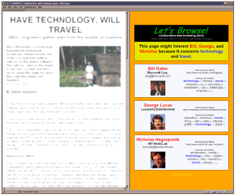 Abbildung 3.4.4.a : Let's Browse - Inhaltliche Empfehlungen