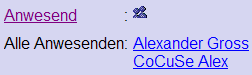 Abbildung 4.2.5.a : CoCuSe - Liste der Anwesenden auf der Seite