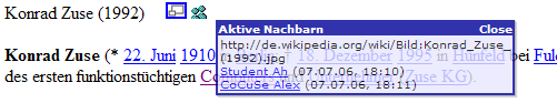 Abbildung 4.2.8.a : CoCuSe - Aktive Nachbarn auf Seite mit Link von hier nach dort